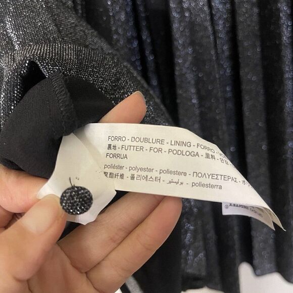 NWOT ZARA Pleated halter silver shimmer accordion mini dress size Medium - Picture 9 of 9